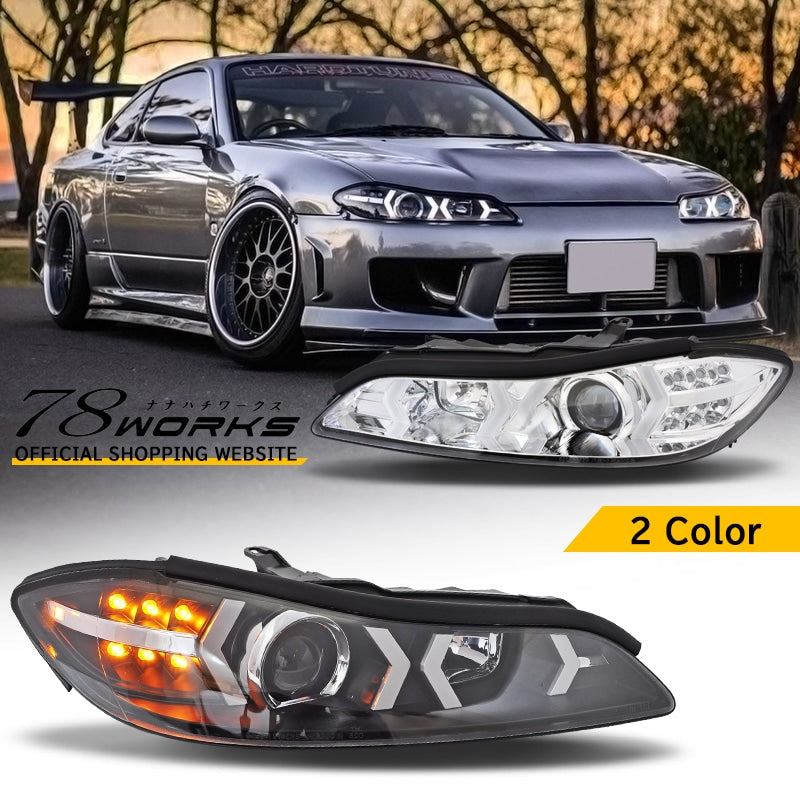 78ワークス S15 シルビア LEDヘッドライトユニット サーキットスペック V3 (ブラック)