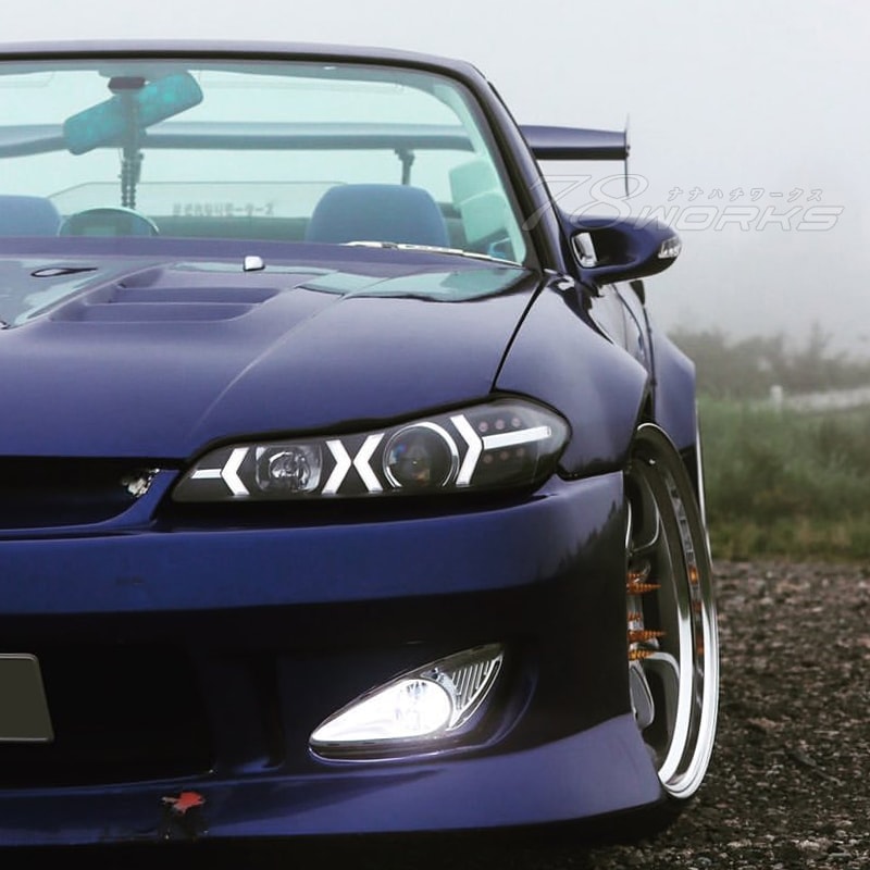 78ワークス S15 シルビア ファイバーLEDヘッドライトユニットV4(ブラック)