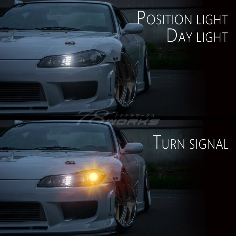 78ワークス S15 シルビア LEDヘッドライトユニット V2 (ブラック)
