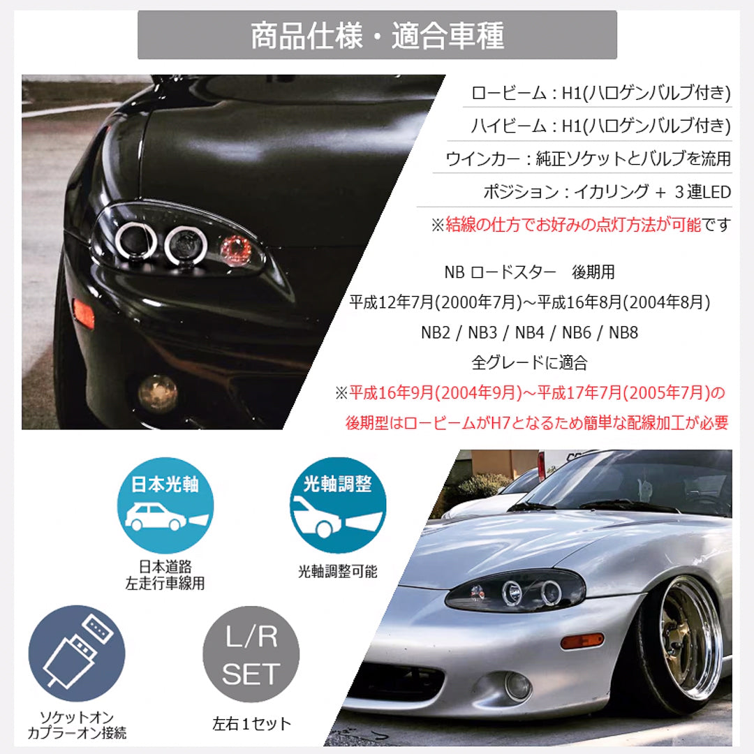 MX-5/Roadster/MIATA (NB) LED Head Light Unit (Black)
