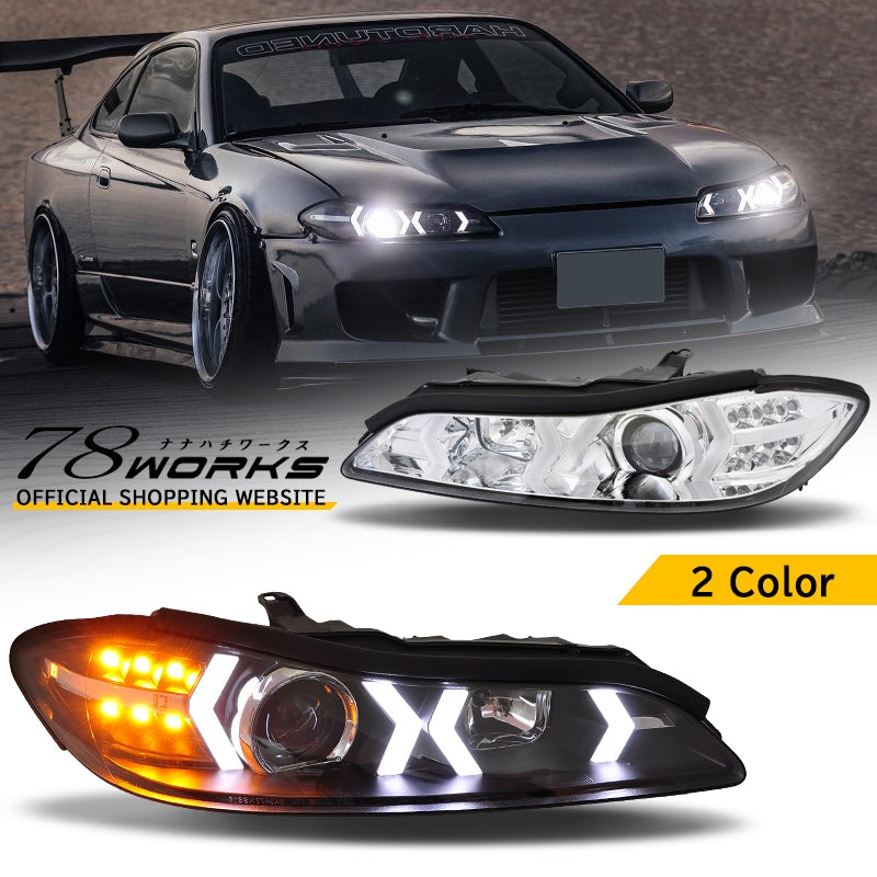 78ワークス S15 シルビア ファイバーLEDヘッドライトユニットV4(ブラック)