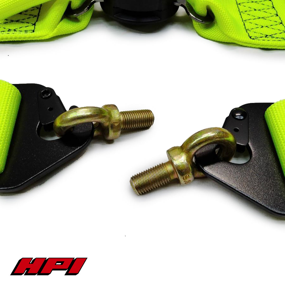 FIA 6 Point Racing Harness - Fluro Yellow (HANS Compatible)