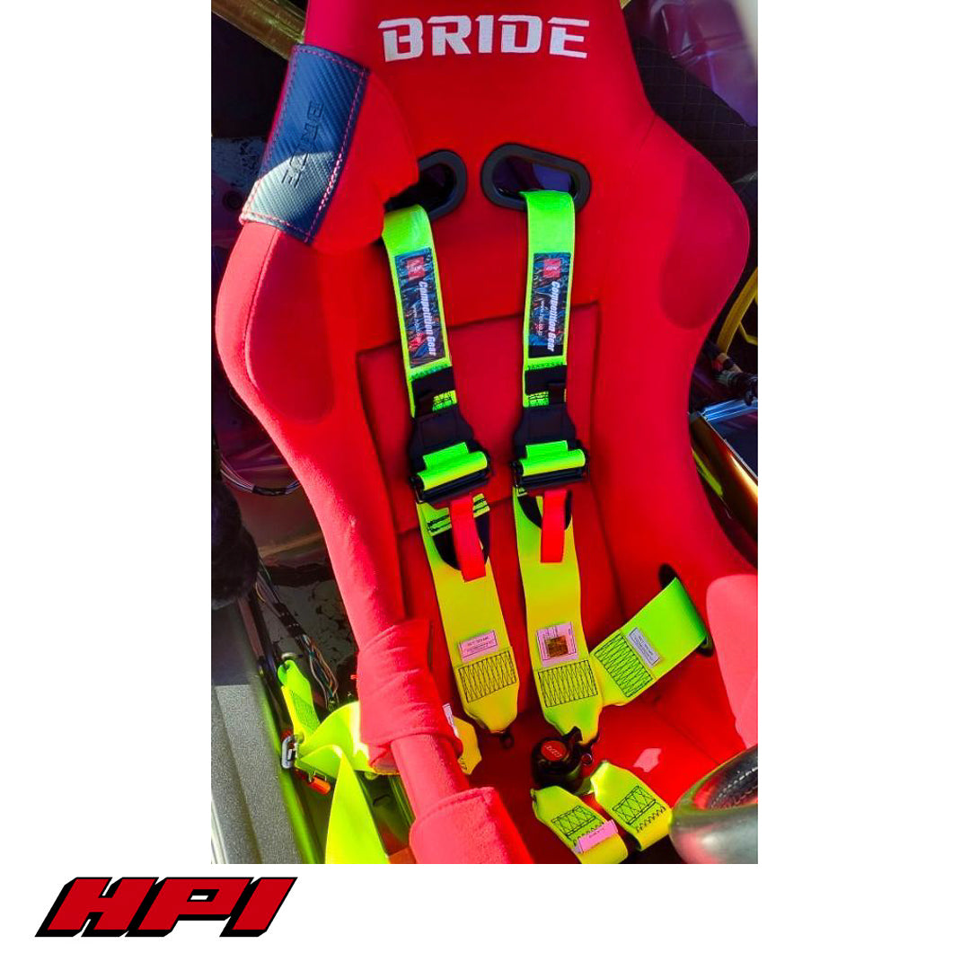 FIA 6 Point Racing Harness - Fluro Yellow (HANS Compatible)