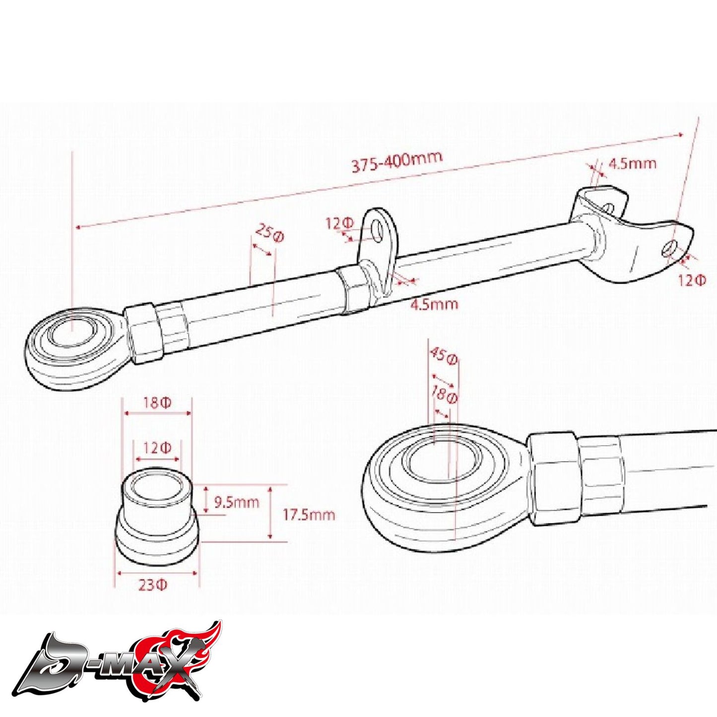 JZX90/JZX100 D1SPEC Rear Lower Arm - Pillow Ball