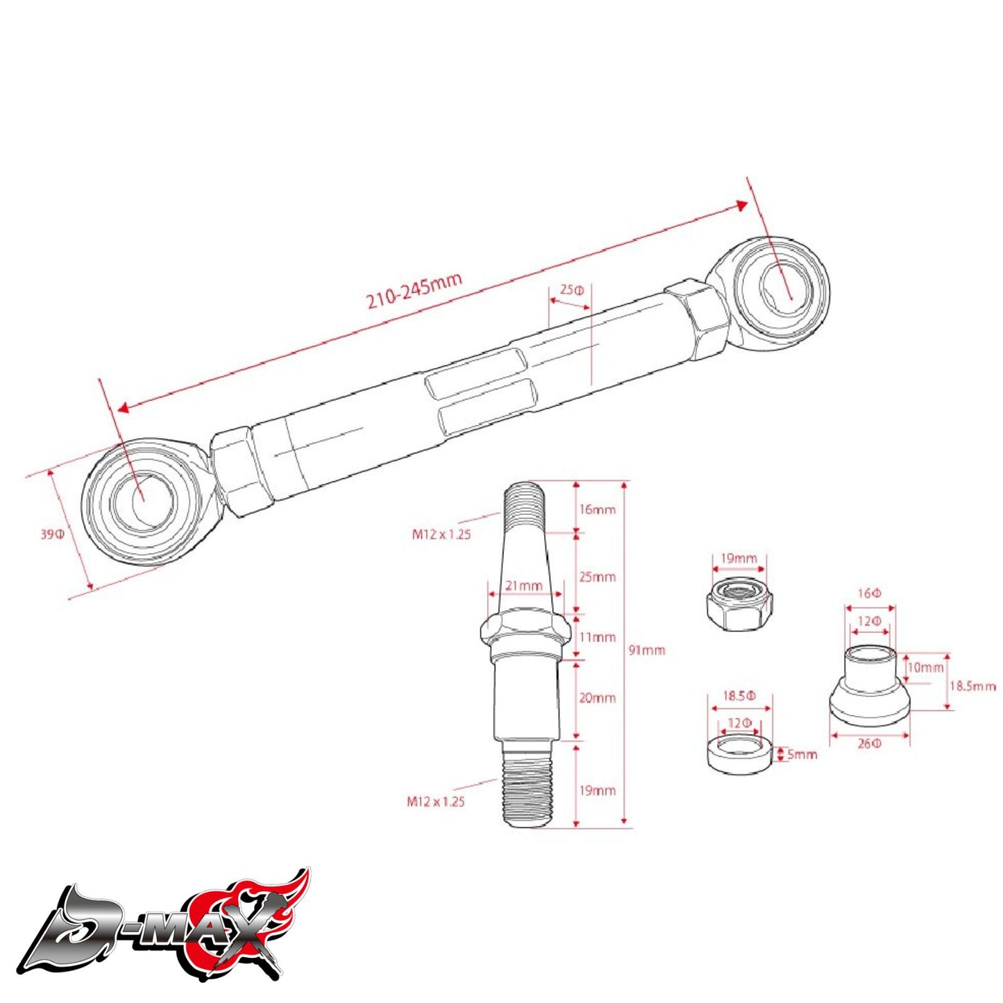 JZX90/JZX100 D1SPEC Rear Toe Arm