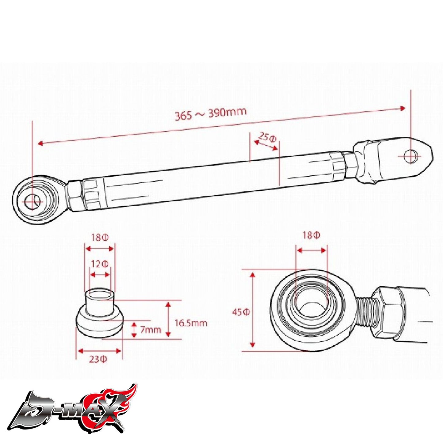 JZX90/JZX100 D1SPEC Rear Tension Rod - Pillow Ball