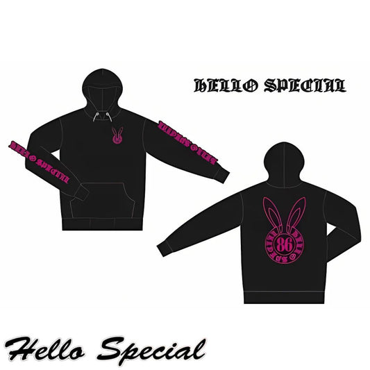 Bunny Hoodie No.1 - Black/Pink