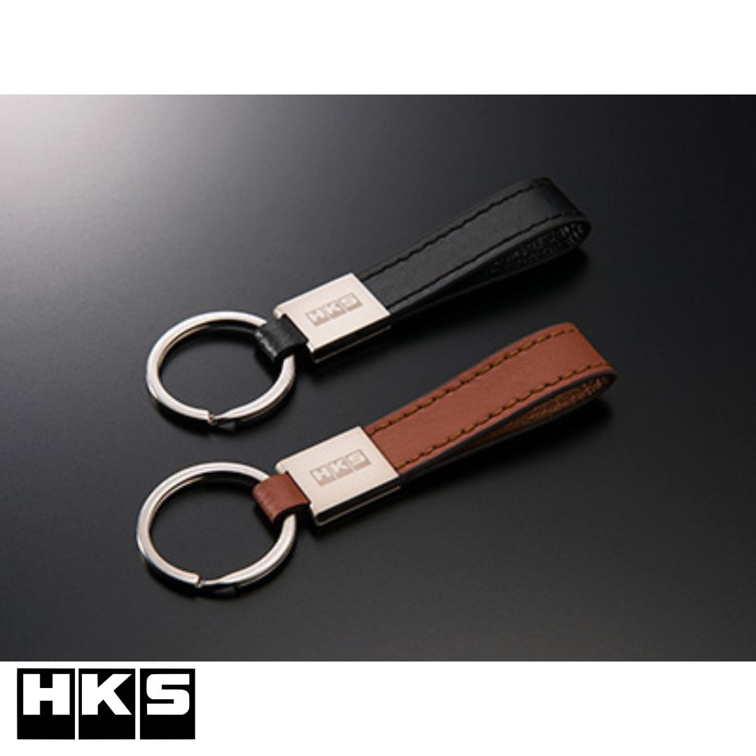 Leather Keychain - Black/Camel