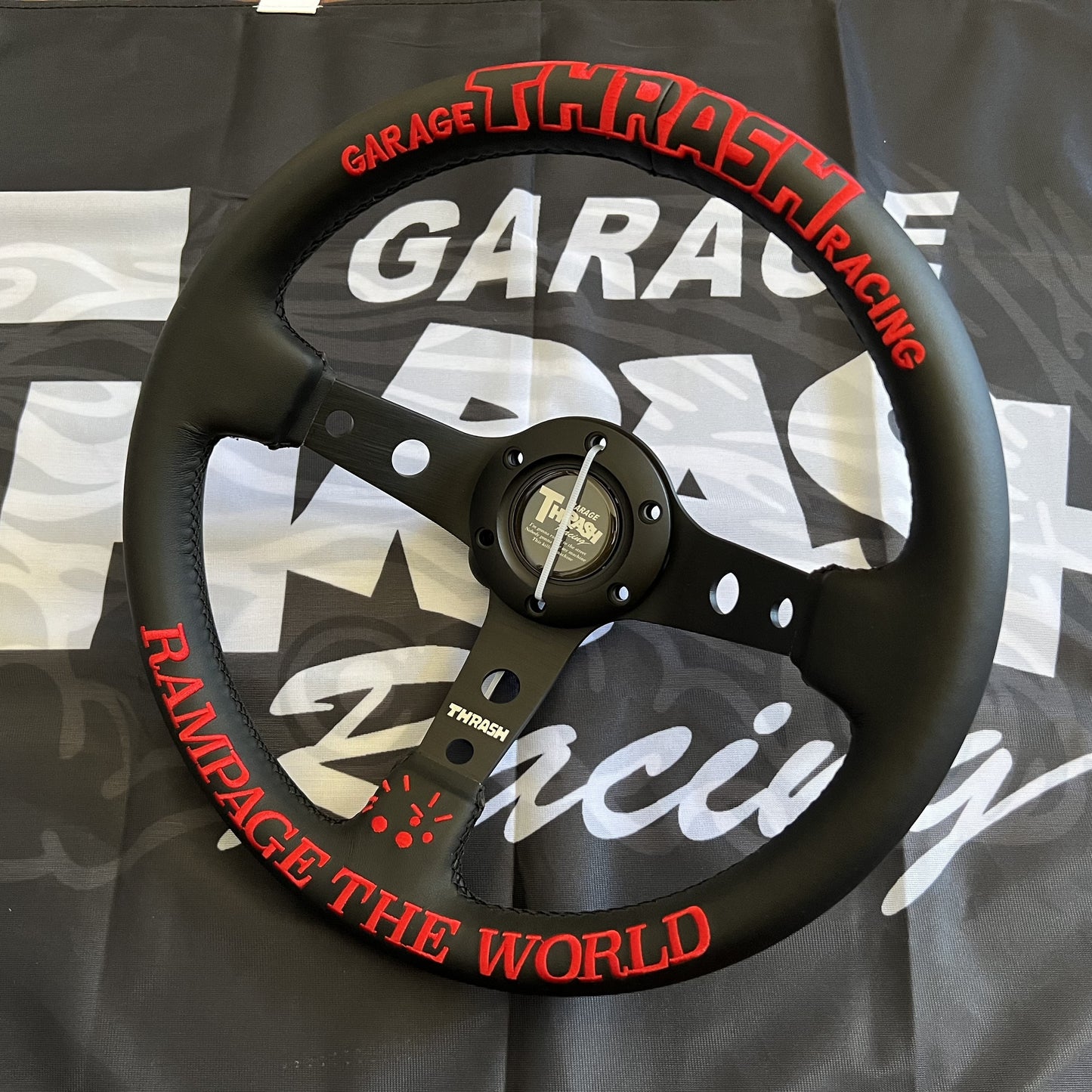 THRASH RACING RAMPAGE LIMITED 330mm Leather Deep Dish Steering Wheel