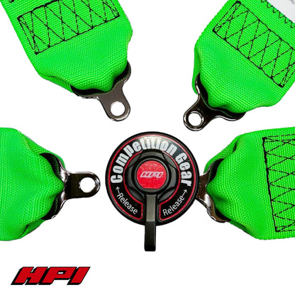 FIA 4 Point Racing Harness - Fluro Green