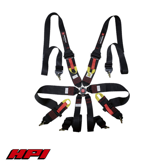 FIA 6 Point Racing Harness - Black (HANS Compatible)