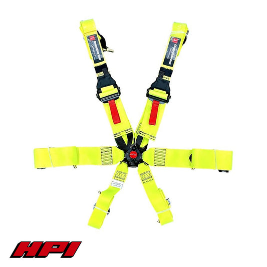 FIA 6 Point Racing Harness - Fluro Yellow (HANS Compatible)