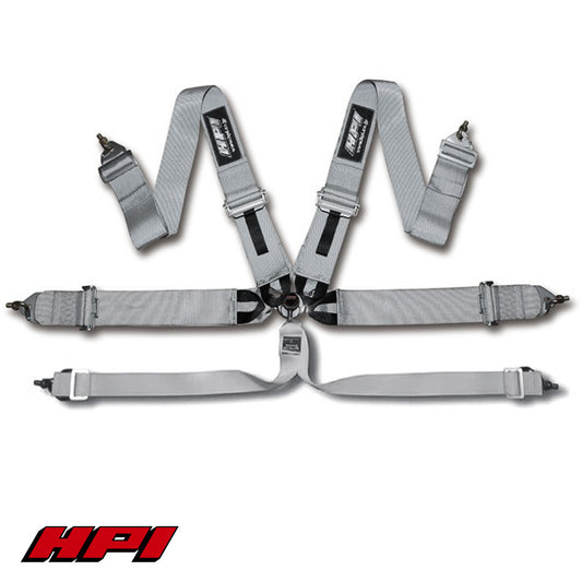 FIA 6 Point Racing Harness - Silver (HANS Compatible)