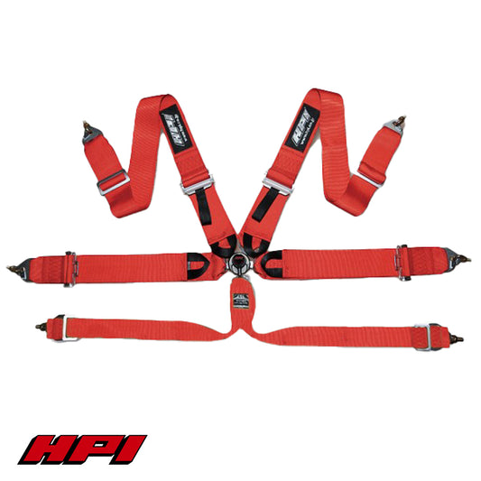 FIA 6 Point Racing Harness - Red (HANS Compatible)