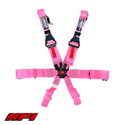 FIA 6 Point Racing Harness - Fluro Pink (HANS Compatible)