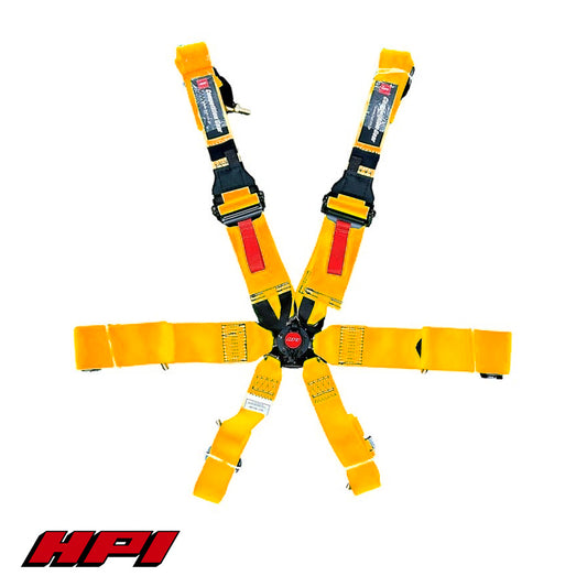 FIA 6 Point Racing Harness - Fluro Orange (HANS Compatible)