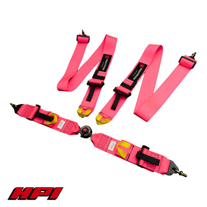 FIA 4点式レーシングハーネス - 蛍光ピンク