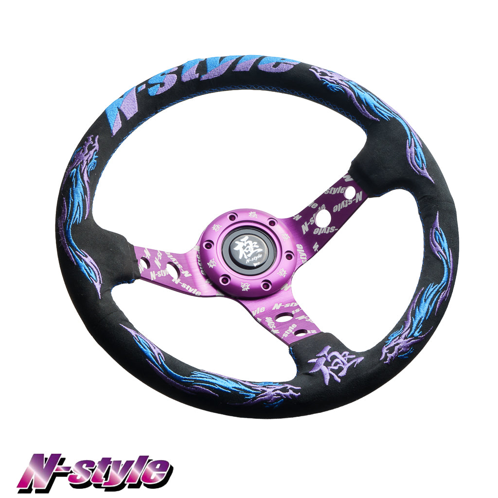 [新商品] ドラゴンスポーツステアリング (スエード) - ブルー/パープル