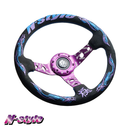 [新商品] ドラゴンスポーツステアリング (スエード) - ブルー/パープル