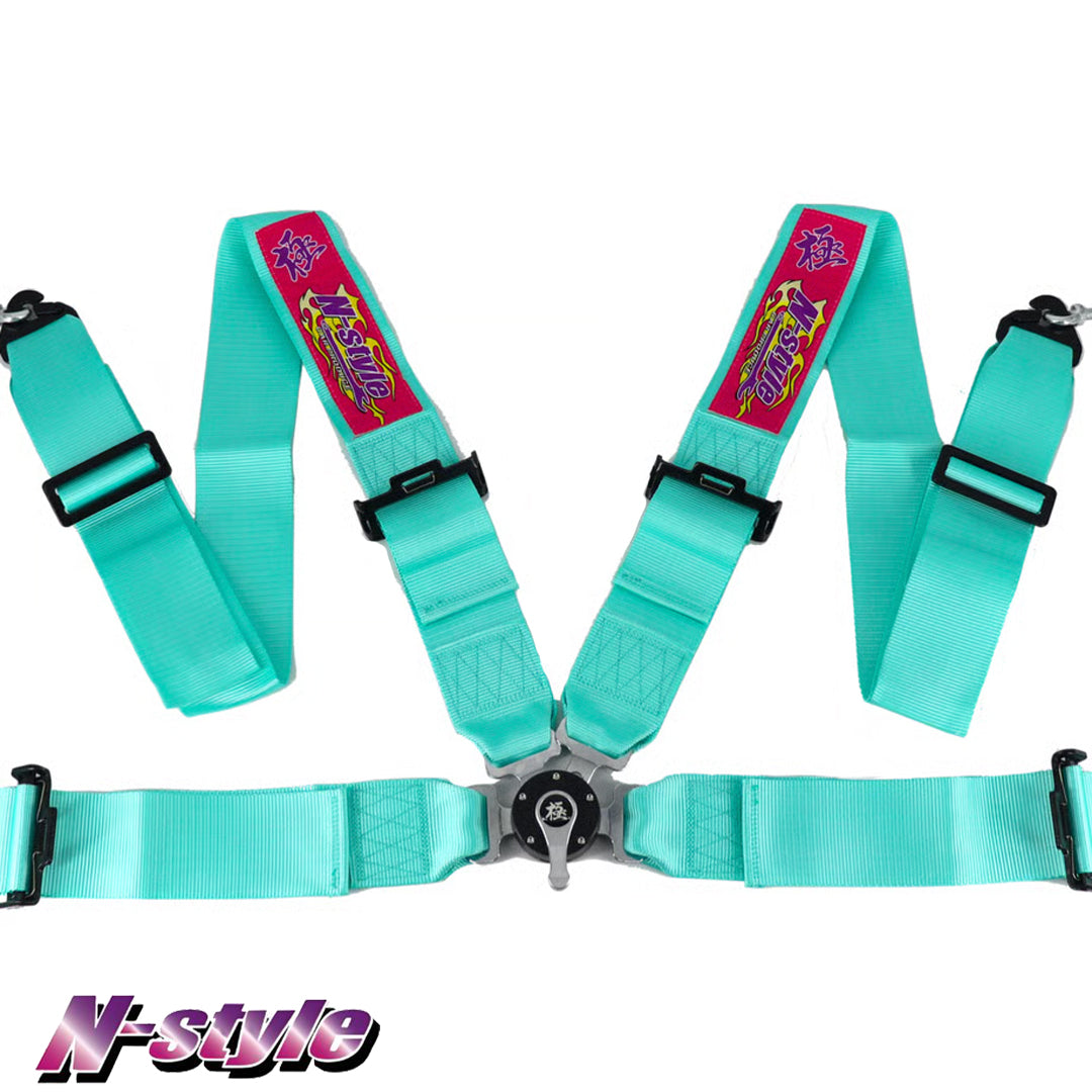 4 Point Seat Belt Racing Harness - Aqua Blue