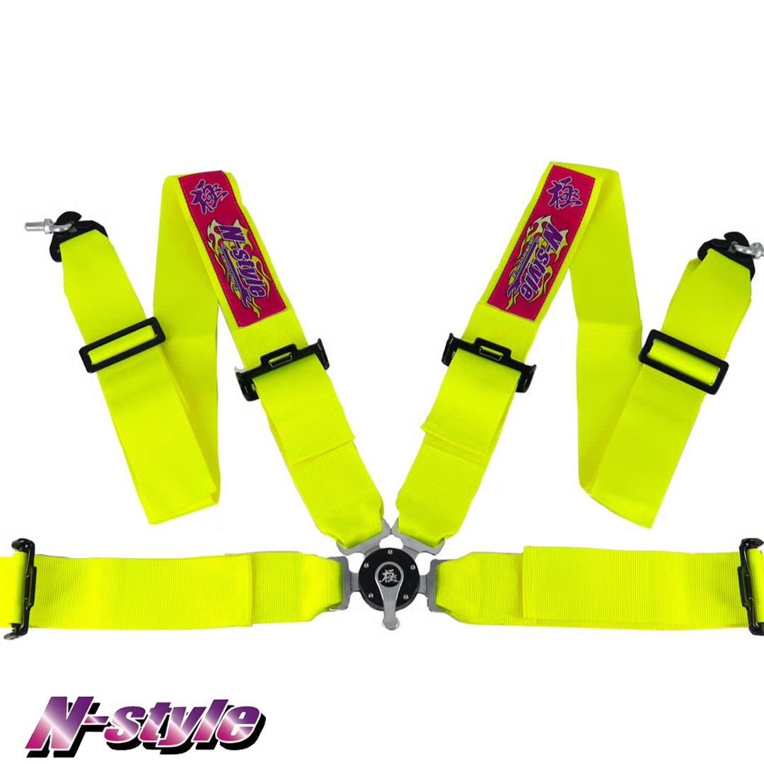 4 Point Seat Belt Racing Harness - Fluro Yellow