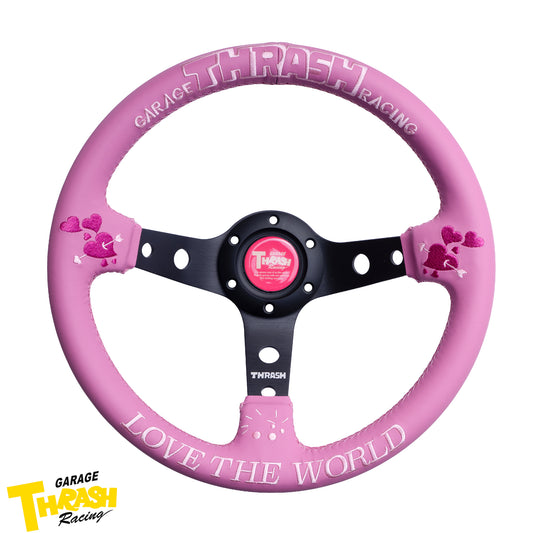 [LOVE THE WORLD] 330MM ディープディッシュステアリングホイール - レザー/スエード
