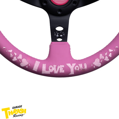 [I LOVE YOU] 330mm ディープディッシュ ステアリングホイール - レザー