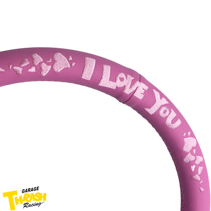 [I LOVE YOU] 330mm ディープディッシュ ステアリングホイール - レザー