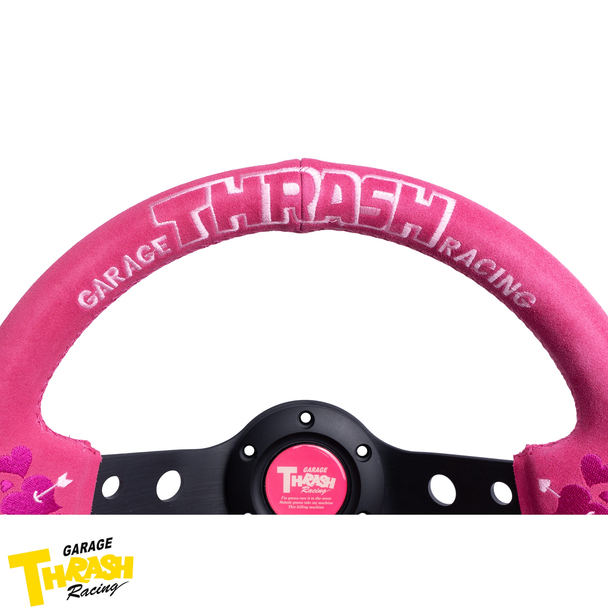 スラッシュレーシング　ステアリング　ハンドル　レザー　ピンク THRASH Racing [LOVE THE WORLD] 330MM ディープディッシュ