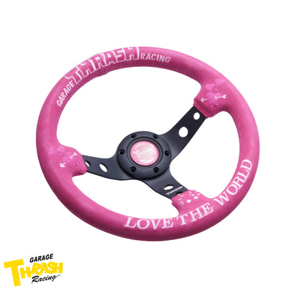 [LOVE THE WORLD] 330mm ディープディッシュステアリングホイール - スエード