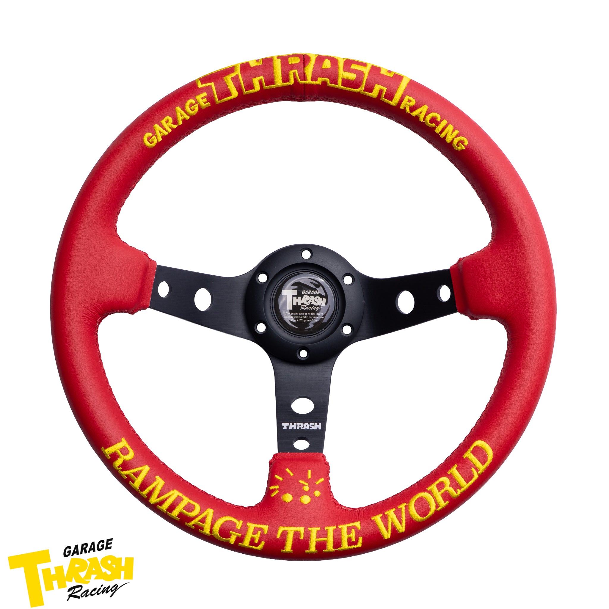 THRASH Racing RAMPAGE LIMITED 330mm Leather Deep Dish Steering Wheel ...