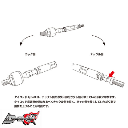 D1SPEC Reinforced Inner Tie Rod [TypeR] - GT86/GR86/BRZ