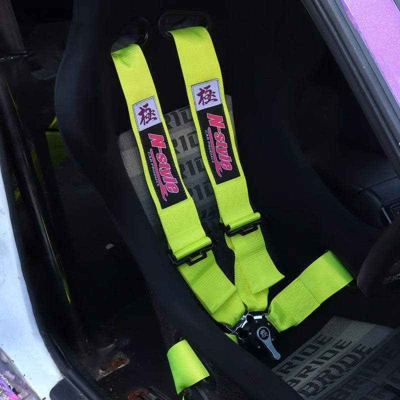 4 Point Seat Belt Racing Harness - Fluro Yellow