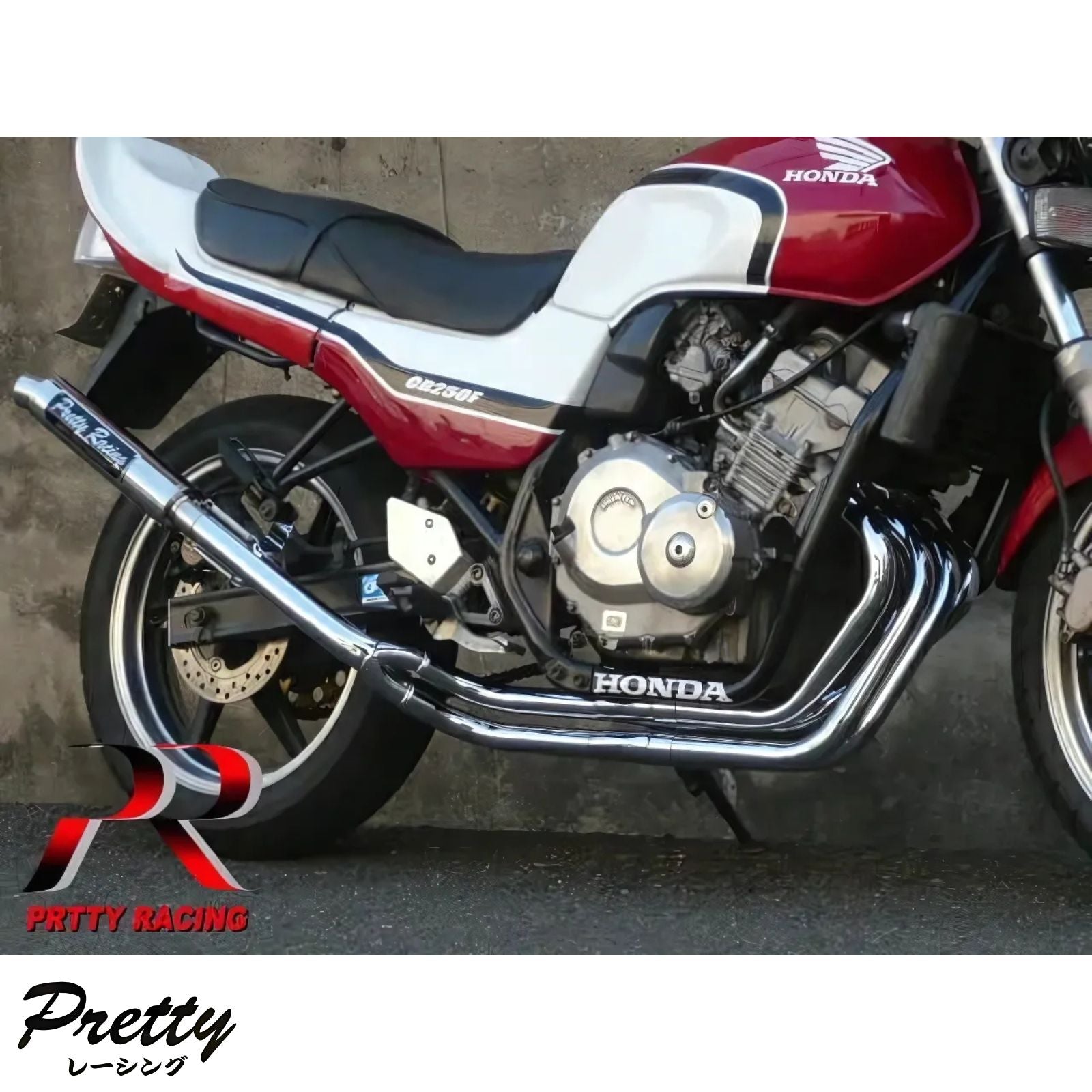 Pretty Racing 4-2-1 極 マフラー 42.7 PRETTY RACING製 42.7π ステンレスサイレンサー タイプ2 プレート付